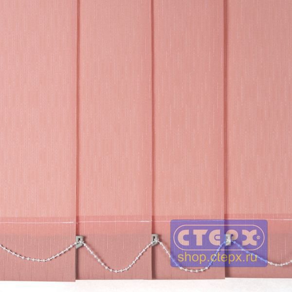 Дождь /цвет розовый/ - ламель для вертикальных жалюзи из ткани Тканевые ламели вертикальных жалюзи из коллекции «Дождь» имеют однотонную окраску с матовой поверхностью основы, на которой расположен лаконичный рисунок, напоминающий стекающие капли дождя на стекле.