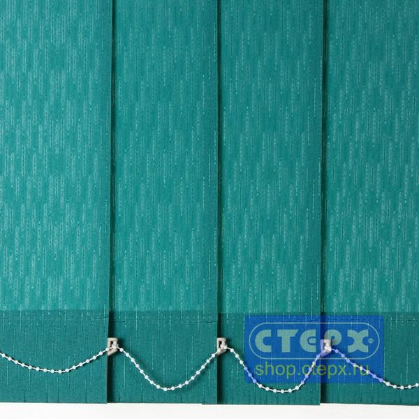 Дождь /цвет темно - зеленый/ - ламель для вертикальных жалюзи из ткани Тканевые ламели вертикальных жалюзи из коллекции «Дождь» имеют однотонную окраску с матовой поверхностью основы, на которой расположен лаконичный рисунок, напоминающий стекающие капли дождя на стекле.