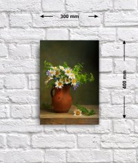 Постер «Натюрморт с ромашками в глиняном кувшине», 30 см х 40 см