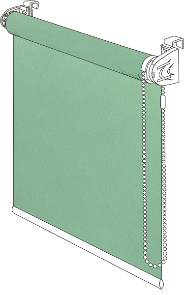 Штора рулонная  600 мм x 1720 мм с цепочным приводом «Миниролло Лайт», цвет зеленый Готовые рулонные шторы с цепочным приводом «Миниролло Лайт» с  однотонной тканью зеленого цвета, размер 600 х 1720 мм. Фурнитура белого цвета.