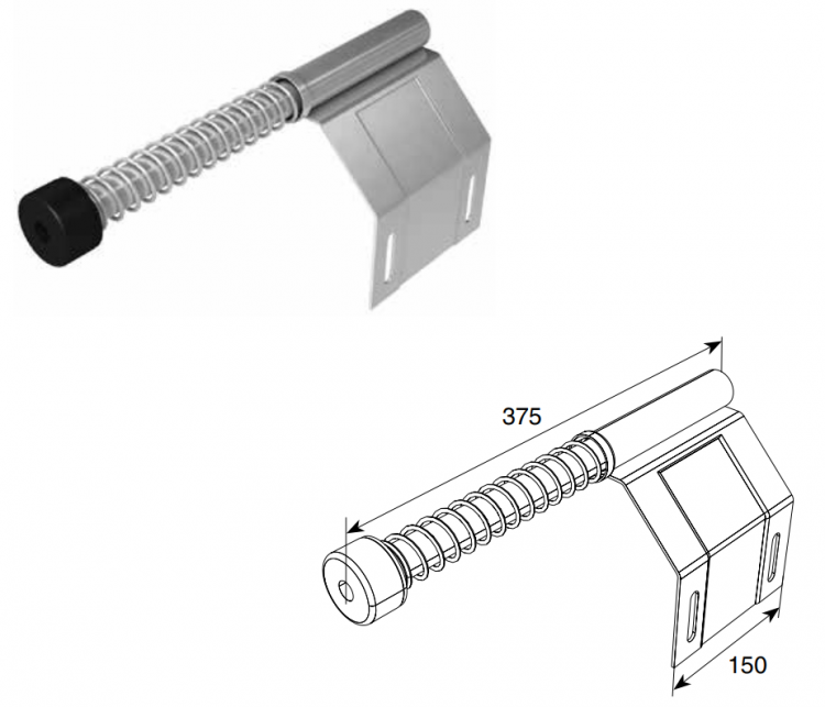 Пружинный амортизатор укороченный Устанавливается на ворота всех типов. Служит для амортизации удара полотна ворот при подъеме.