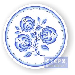 Декоративная круглая салфетка 28 см «Роза» коллекция «Гжель»